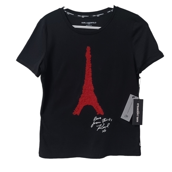 Karl Lagerfeld Paris Eiffel Tower T-Graphic Shirt top - Picture 2 of 7
